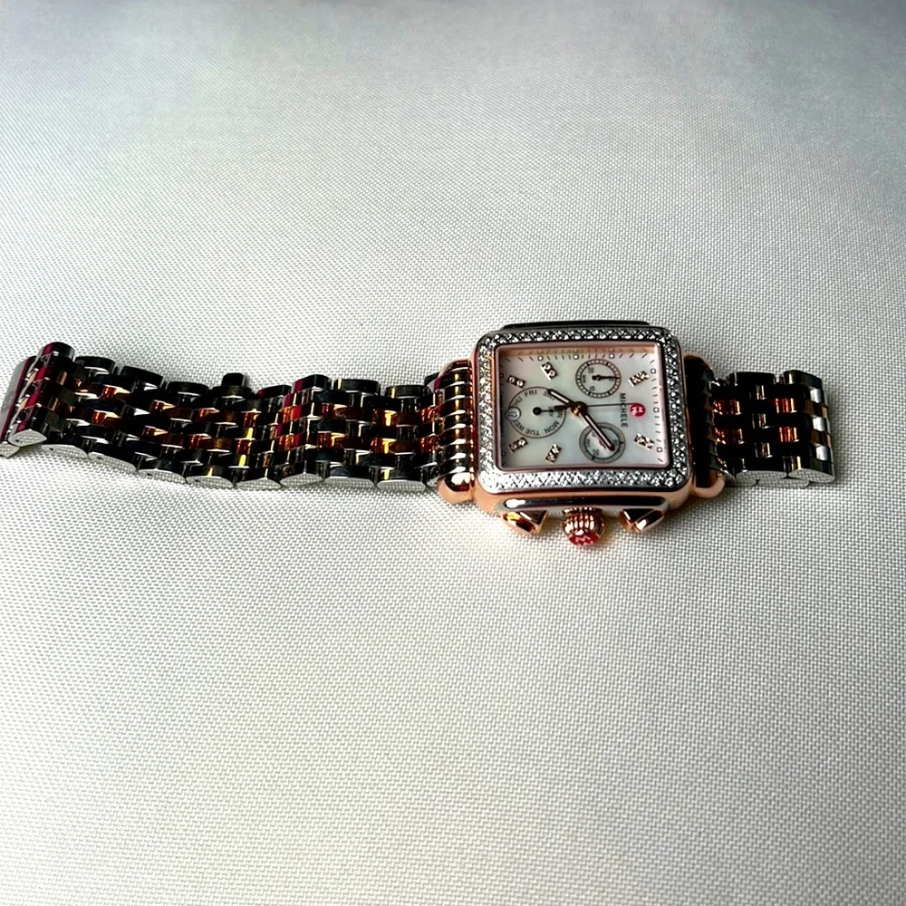 MICHELE DECO SIGNATURE DIAMOND TWO-TONE WOMEN'S FASHION WATCH - Picture 5 of 7